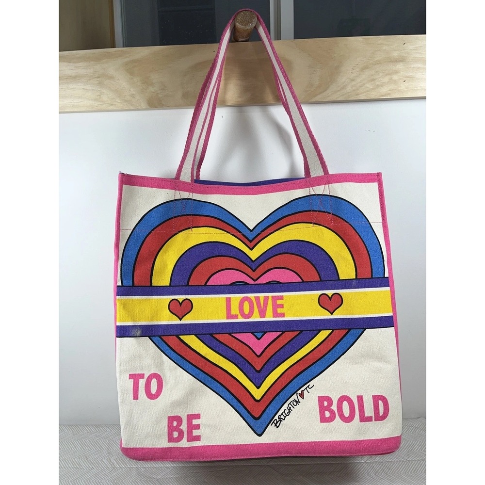 Brighton Canvas Tote Bag Love To Be Bold Canvas Cotton Roomy Colorful Feminine